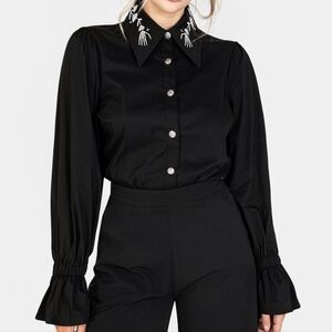 Embroidered Black Blouse